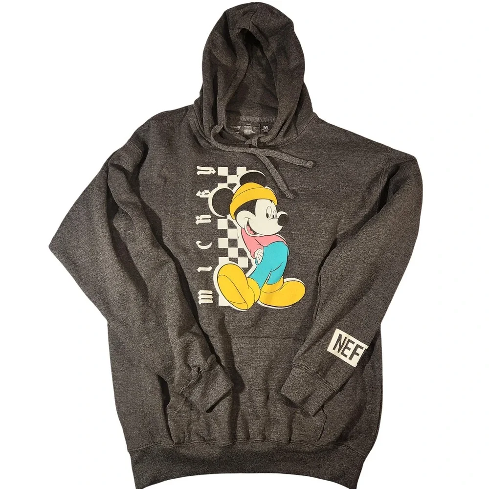 Disney Mickey Mouse Hoodie Sweatshirt‎ Mens Medium Gray NEFF Pullover Graphic